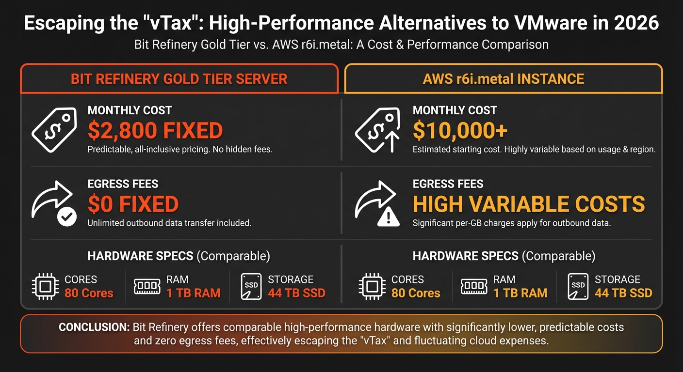Cost comparison between Bit Refinery Gold Tier and AWS r6i.metal